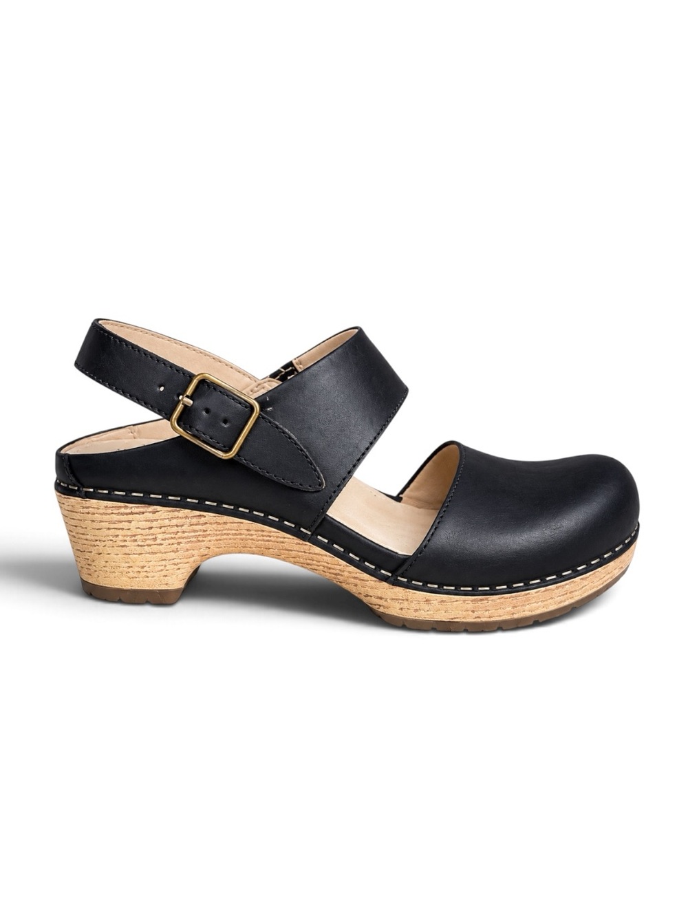 Dansko Lucia Closed-Toe Clog Sandals Black Oiled Leather Size 38 (US 7.5-8)